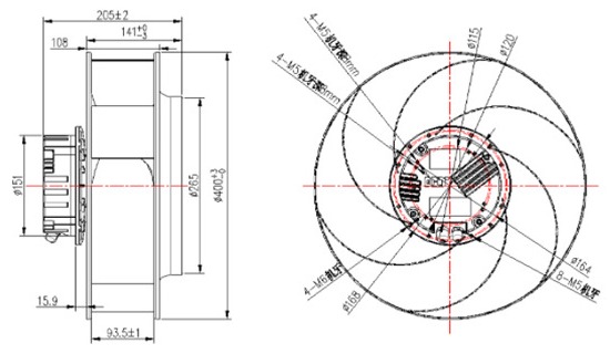 空调离心风机结构尺寸图